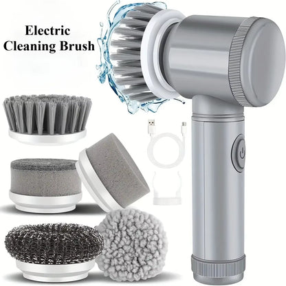 Electric Spin Scrubber 5 in 1 Electric Cleaning Brush Bathroom Cleaning Brush with 5 Replaceable Heads, Handheld Cleaning Brush