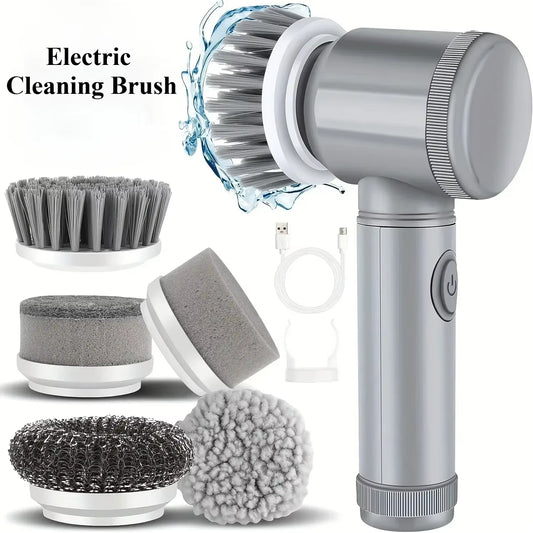 Electric Spin Scrubber 5 in 1 Electric Cleaning Brush Bathroom Cleaning Brush with 5 Replaceable Heads, Handheld Cleaning Brush